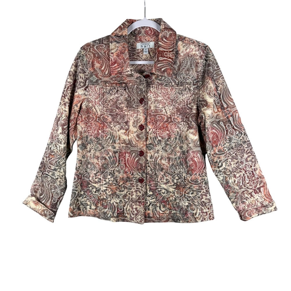 Vintage Keren Hart Womens M Jacket Paisley Boho Button Up Shacket Artsy Earthy